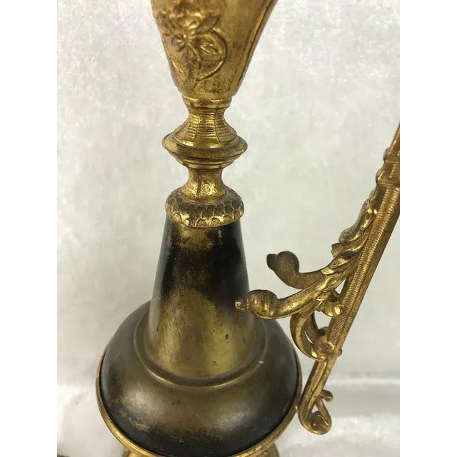 Brass Vintage Elegant Brass Mantel Pitchers / Ewers - a Pair For Sale - Image 8 of 12