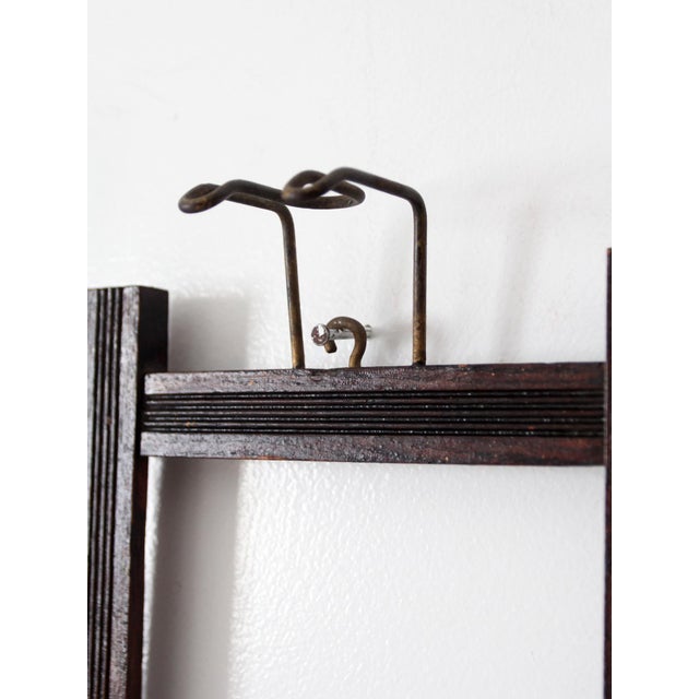 Antique Wood and Wire Wall Hat Rack With Coat Hooks For Sale - Image 10 of 18
