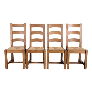 Vintage French Oak Chairs, 1950s, Set of 4 For Sale