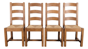 Vintage French Oak Chairs, 1950s, Set of 4