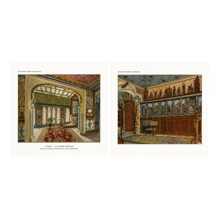 French Artist, Oriental Splendours: Two Historic Interior Views from Fin-de-Siècle, 1900s, Print For Sale