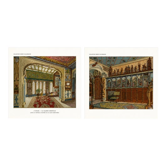 French Artist, Oriental Splendours: Two Historic Interior Views from Fin-de-Siècle, 1900s, Print For Sale