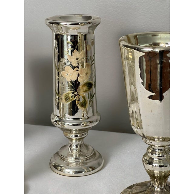 Collection of 7 Antique Mercury Glass Vases For Sale - Image 9 of 14