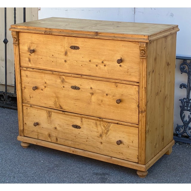Rustic European Pine Central European Chest of Three Drawers For Sale - Image 3 of 14