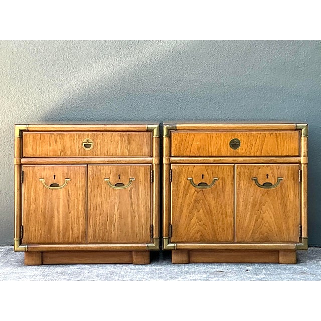 Vintage Drexel Campaign Nightstands - A Pair For Sale In West Palm - Image 6 of 12