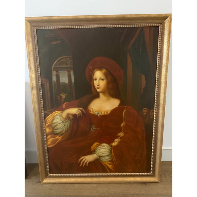 1990s Oil on Canvas,Lady in Red Portrait For Sale - Image 4 of 6