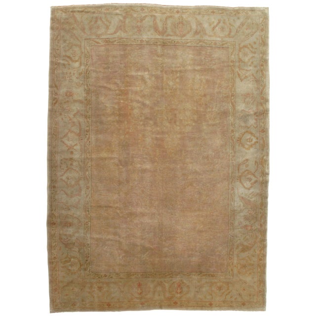 Antique Oushak Carpet, Handmade Turkish Oriental Rug, Pastel, Pale, Soft Colors For Sale - Image 10 of 10