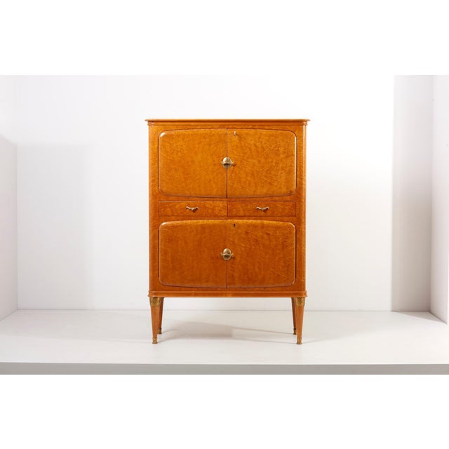 Italian Birdseye Maple Bar Cabinet, 1950s For Sale - Image 3 of 18