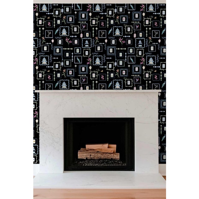 Mahjong Tile Grasscloth Wallpaper by House Party | Blank Black | 6 Yards For Sale - Image 9 of 9