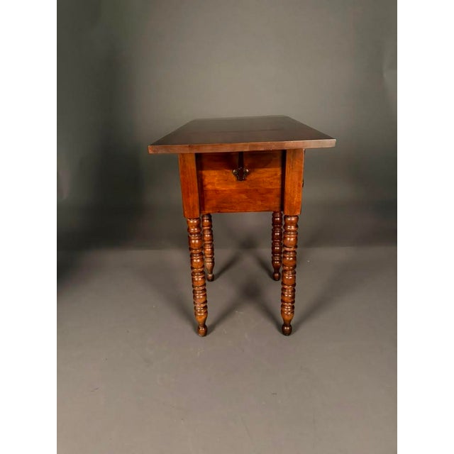 Mid 20th Century American Solid Birch Drop Leaf Side Table by Davis Cabinet Co., Two Drawer Nightstand For Sale - Image 14 of 18
