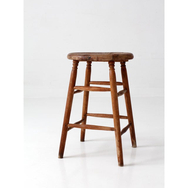 Antique Primitive Farmhouse Stool For Sale - Image 9 of 13