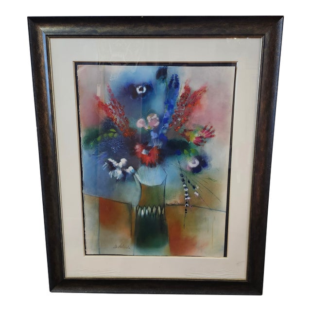 1970s Original Contemporary Pastel Painting by Dan Partouche, Framed For Sale