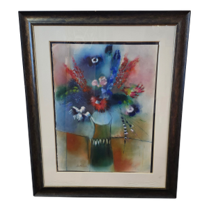 1970s Original Contemporary Pastel Painting by Dan Partouche, Framed