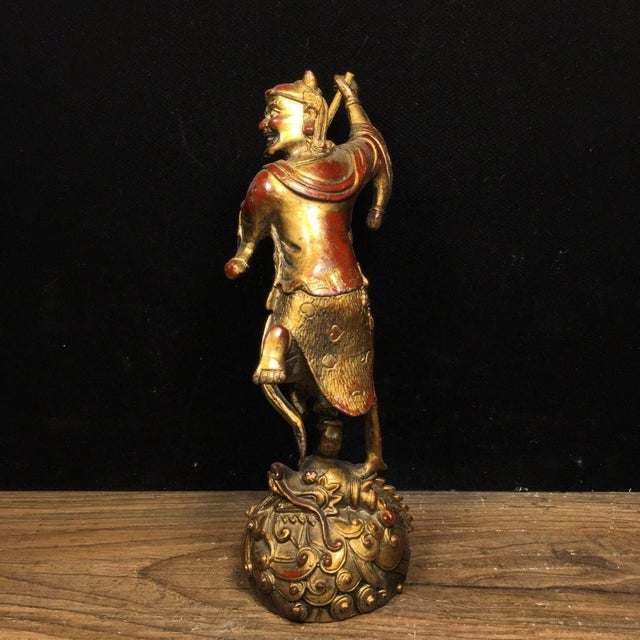 Asian Gilded Bronze Kui Xing Statue, God of Literature For Sale - Image 3 of 9