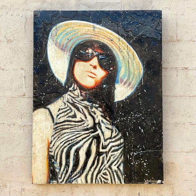 Vintage Sylvan Roberge Encaustic Portrait of a Woman For Sale In West Palm - Image 6 of 12