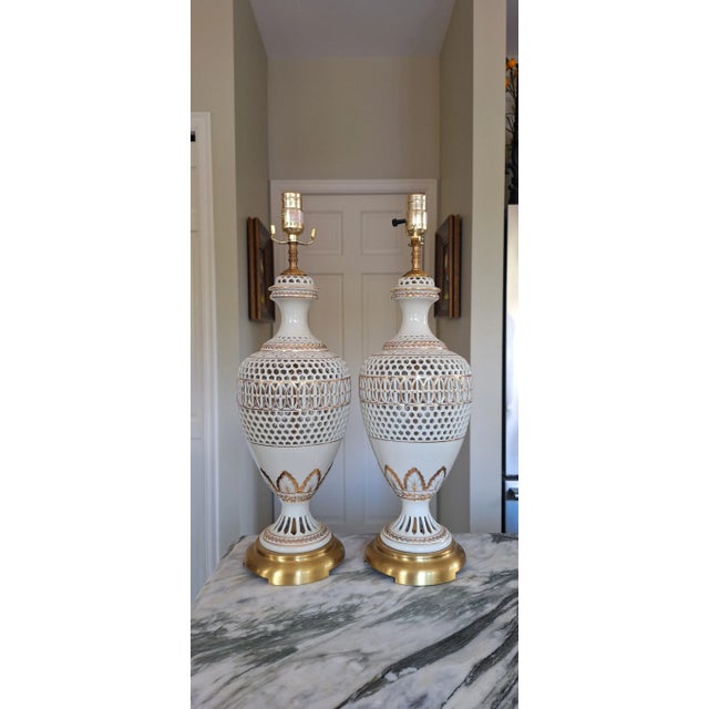 1980s Vintage Lenox Style Lamps For Sale - Image 5 of 12