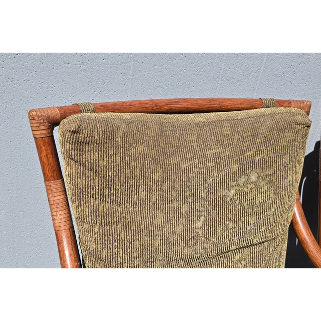 Pair of Vintage McGuire Orlando Diaz-Azcuy Bamboo Rattan Chairs W Leather Straps For Sale - Image 9 of 18
