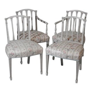 Mid 20th Century Georgian Style Carved Polychrome Painted Dining Chairs For Sale