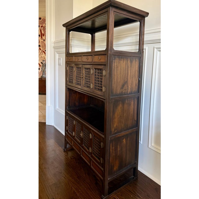 Brown Rare Large Antique Four-Level Korean Scholar Bookcase with COA For Sale - Image 8 of 15