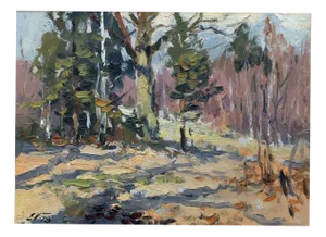 Edgars Vinters, Sunny Autumn Day, 1991, Oil on Cardboard