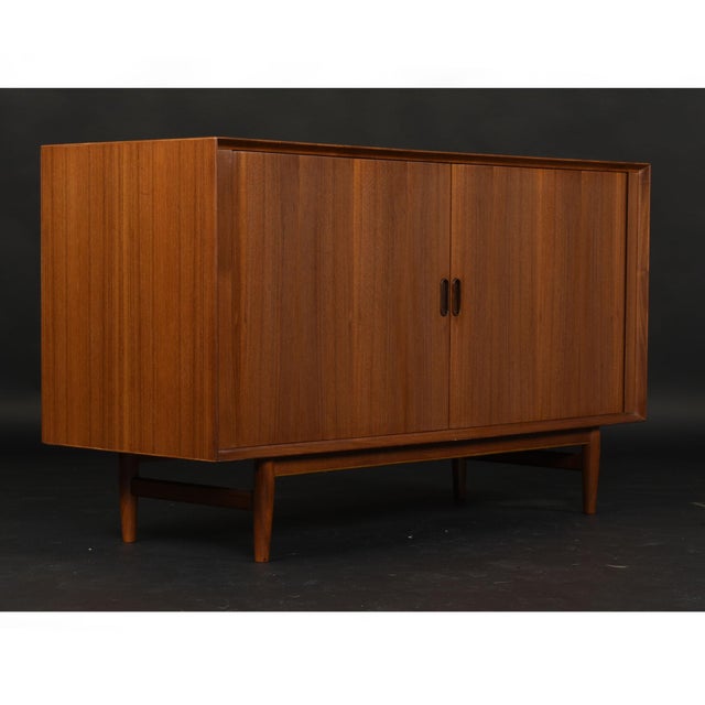 Wood Arne Vodder for Sibast Danish Teak Tambour Door Stereo Cabinet For Sale - Image 7 of 18