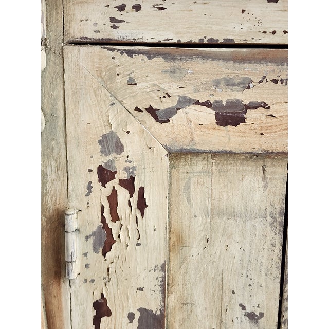 Vintage Primitive Farmhouse Style Distressed Finish Cabinet For Sale - Image 12 of 15