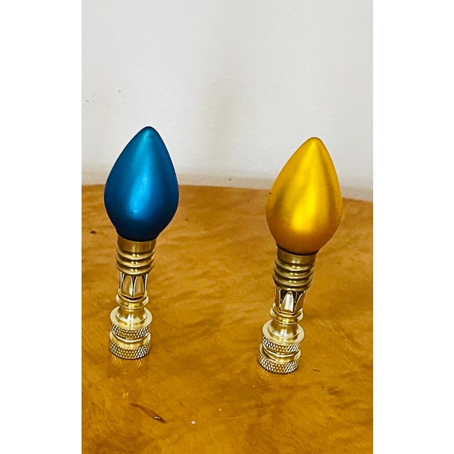 Shabby Chic 1960s Cute Glass Mini Bulbs Lamp Finials - a Pair For Sale - Image 3 of 5