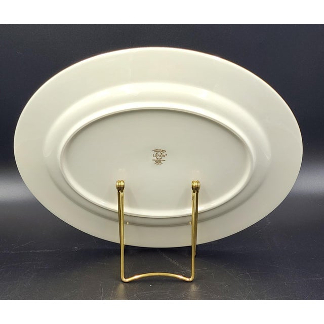 White Vintage Lenox Mountain View Fine Bone China Oval Serving Platter With 24k Gold Trim For Sale - Image 8 of 18