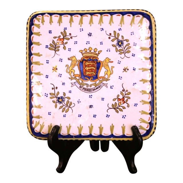 Early 20th Century French Faience Coaster Tray by De Charolle Quimper For Sale