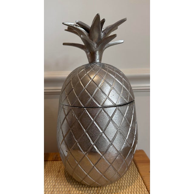 Silver Vintage Large Silver Metal Pineapple Ice Bucket For Sale - Image 8 of 12