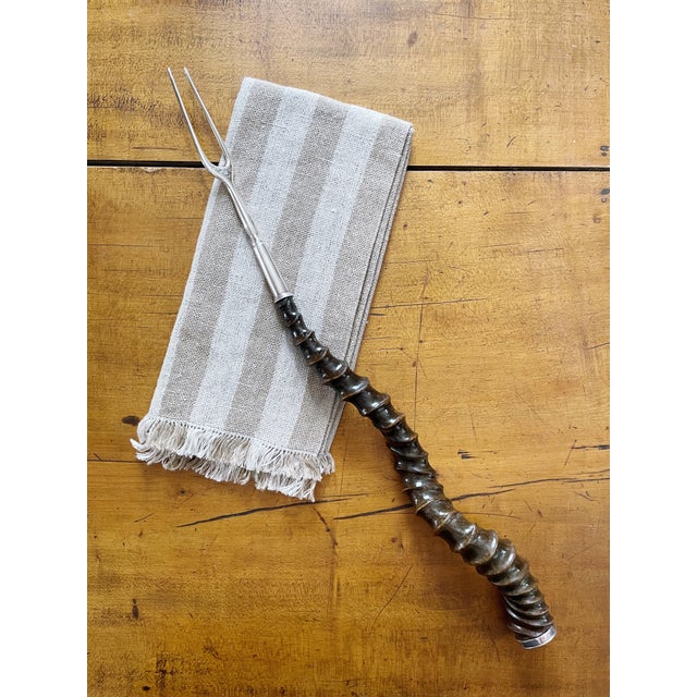 A beautiful antique circa 1891 Scottish sterling silver toasting fork with antler handle. In excellent condition, no...