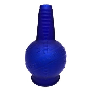 Frosted Cobalt Blue 1939 World Fair Bottle Lamp Base by Sarsaparilla, 20 Available For Sale