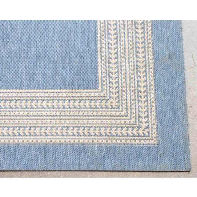 Contemporary Blue and White Indoor/Outdoor Rug For Sale In New York - Image 6 of 7