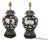 A Pair of Vintage Brunschwig & Fils Cadiz Table Lamps - Black and Cream Ceramic With Boar and Deer Motifs For Sale