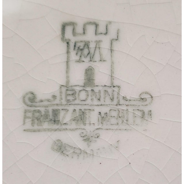 Antique Royal Bonn Franz Anton Mehlem Porcelain Jardinière — Art Nouveau Green Floral Decoration For Sale - Image 9 of 11