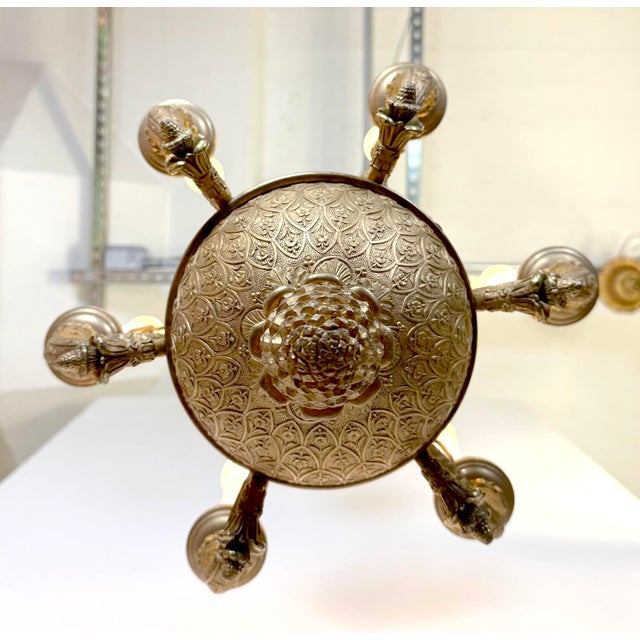 Early 20th Century Restored Antique Empire Bronze Ormolu Six Light Chandelier For Sale - Image 12 of 12