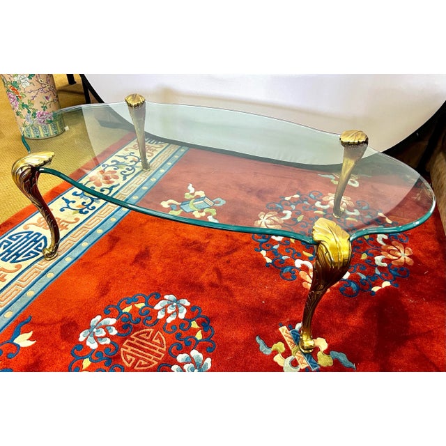 Metal Mid Century Bronze and Glass Coffee Table Attributed to P. E. Guerin. For Sale - Image 7 of 7