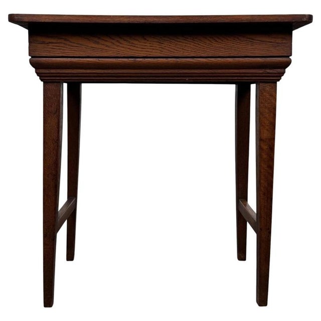 Brown Antique Early 20th Century English Edwardian Oak Side Table For Sale - Image 8 of 10