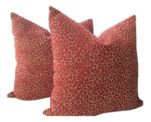 Cranberry Chenille Leopard Print Pillows - a Pair