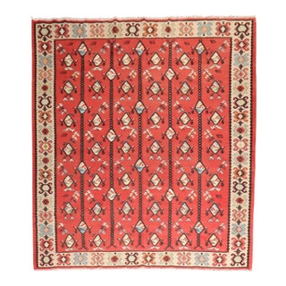 Vintage Zabihi Collection Square Turkish Kilim - 7' x 8' For Sale