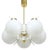 Mid-Century Modern Italian Brass and Opaline Chandelier For Sale
