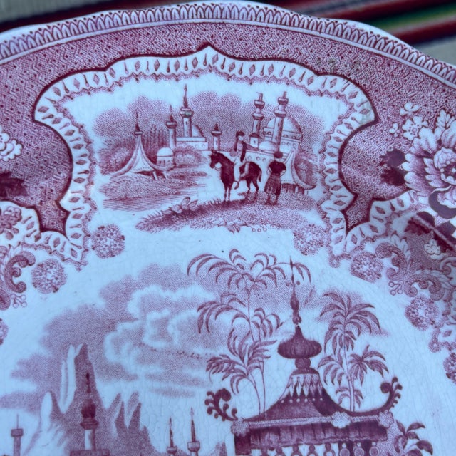 Ceramic A Pair of Antique Staffordshire "Palestine" Pink Transfer Decorated Plates, 1830’s For Sale - Image 7 of 12