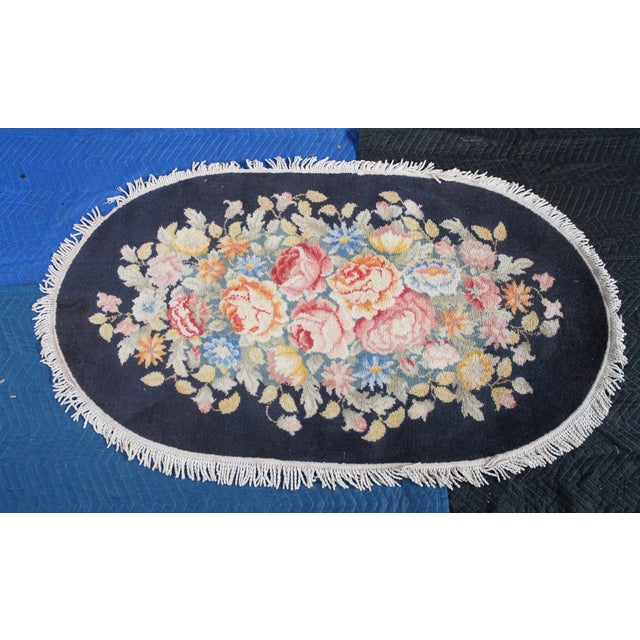 Karastan Decorette Floral Bouquet Modern Oval Area Rug Mat 60" For Sale - Image 4 of 14