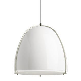 Visual Comfort Modern Paravo Pendant LED Gloss White and Satin Nickel For Sale