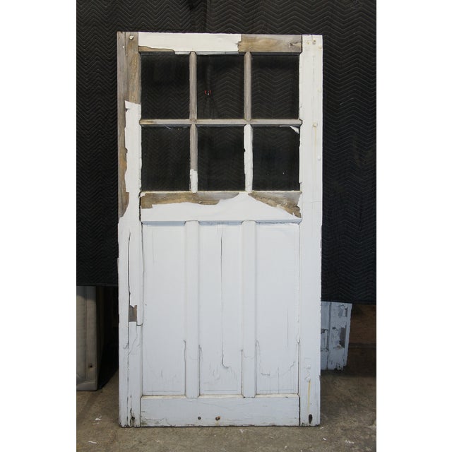 Antique Oak 6 Pane Barn Door Farmhouse Rustic Reclaimed Salvage 48" X 94 For Sale - Image 10 of 12