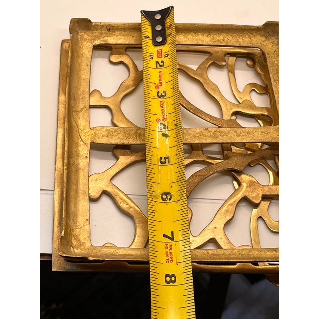 Metal Mid Century Solid Brass Folding Bookstand Footed Adjustable For Sale - Image 7 of 11
