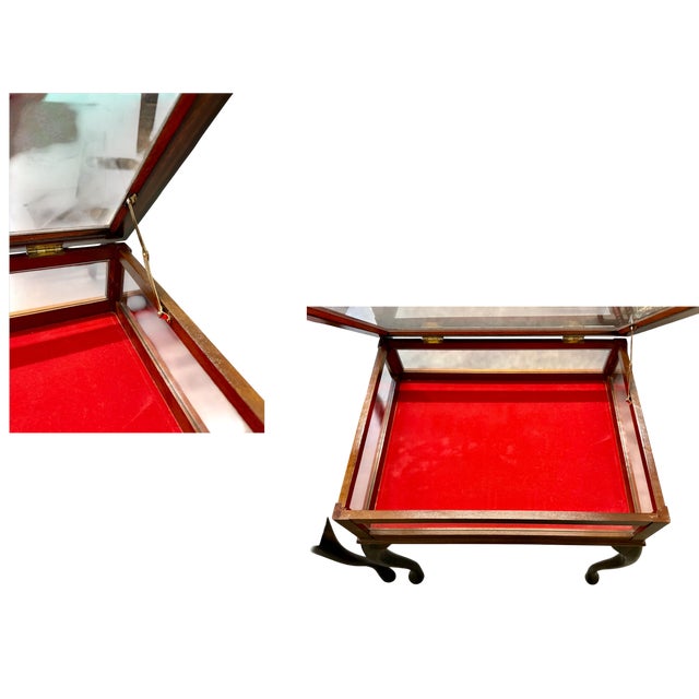 Vintage Glass Top Display Side Tables Pair-Queen Anne-Jewelry Vitrine-Case-Curio For Sale - Image 10 of 10