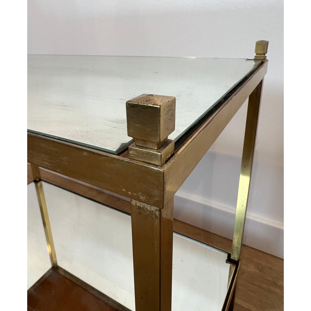 1970s Pair of gilt brass side tables with mirrored tops For Sale - Image 9 of 11