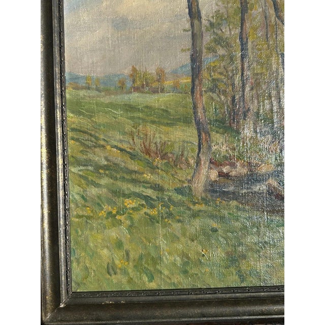 Heinrich Pforr, Spring Trail: Footpath from Lautenbach to Uengsterode, Oil Painting on Canvas, Framed For Sale - Image 9 of 13