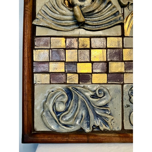 1970s Vintage Italian Cherub Relief Wall Panel – Gilt Mosaic Tile, Hollywood Regency Neoclassical Wall Art, 1970s For Sale - Image 5 of 11